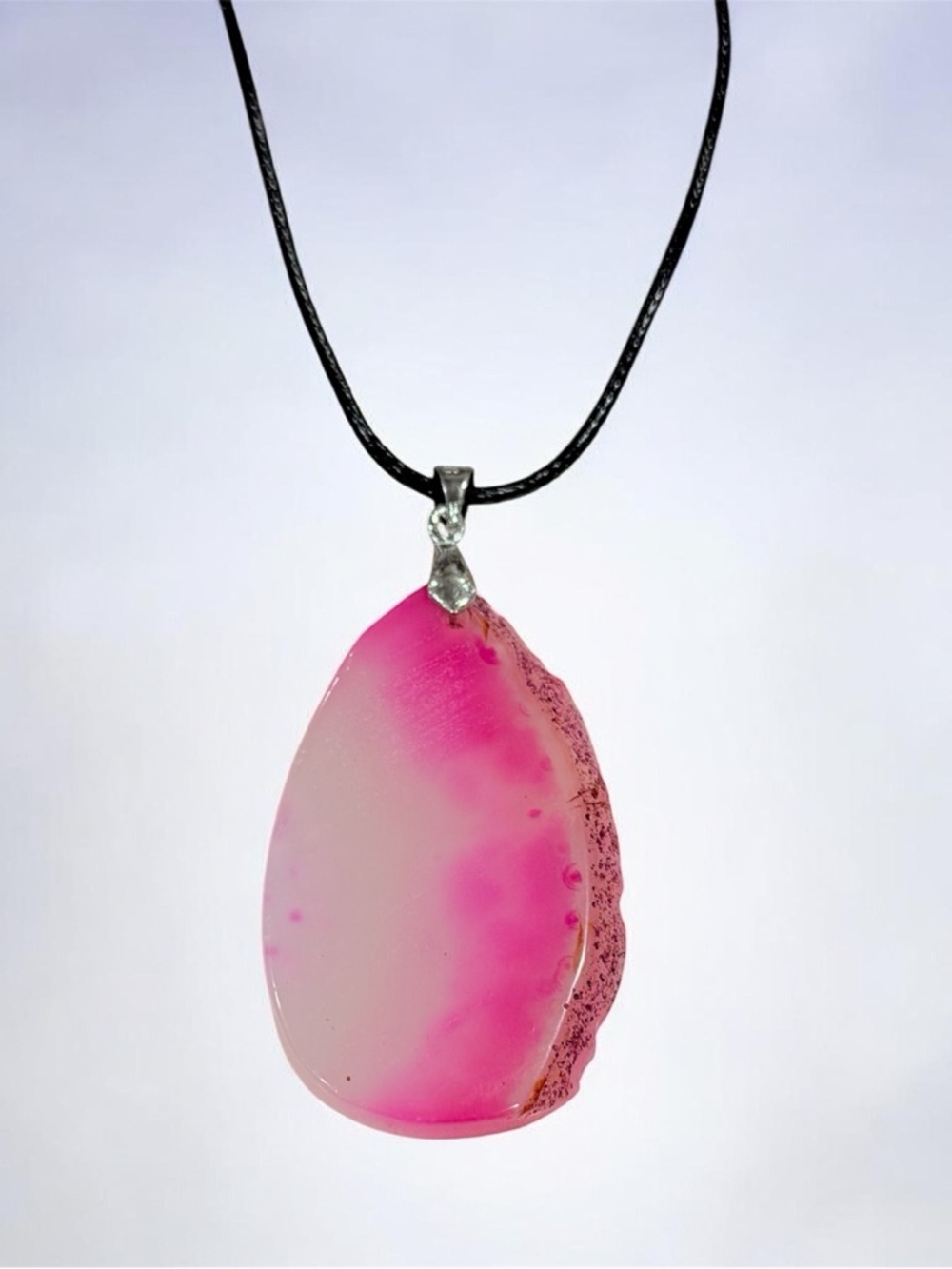 Artisan Pink Agate Teardrop Pendant Necklace